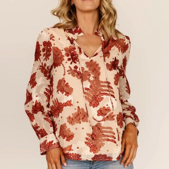 NWT Baltic Born blouse peachy cream and rust color sz Medium - Picture 2 of 6